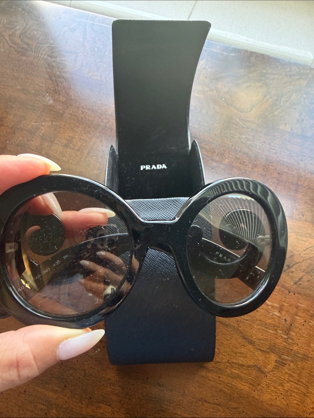 Prada Black Round Oversized Women's Sunglasses